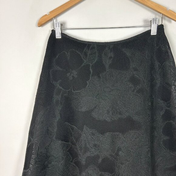 Rickie Freeman Teri Jon Black Floral Mesh Overlay Maxi Skirt Size 10 Women's - Picture 2 of 5